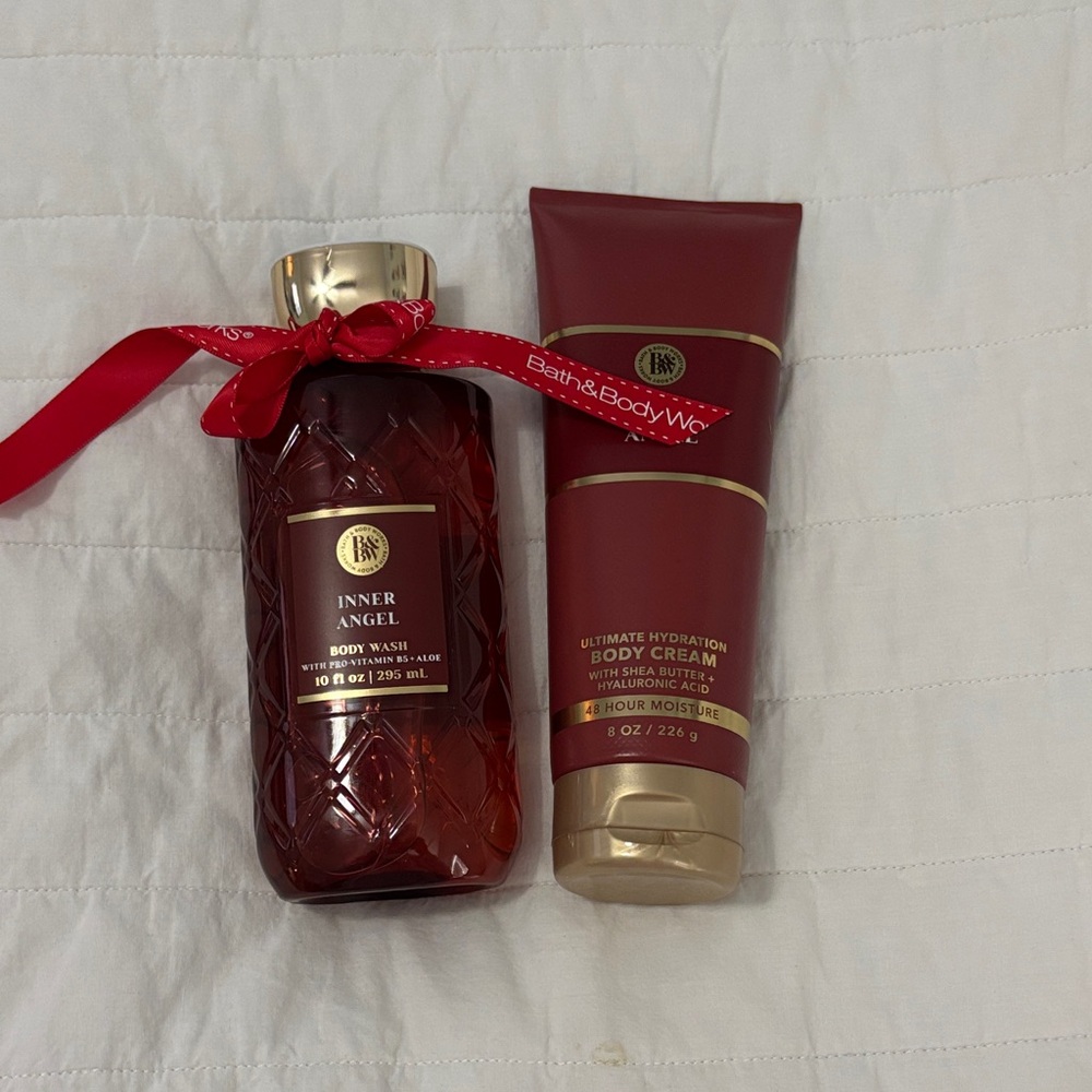 Bath & Body Works Inner Angel Body Wash and Cream Set - Red and Gold